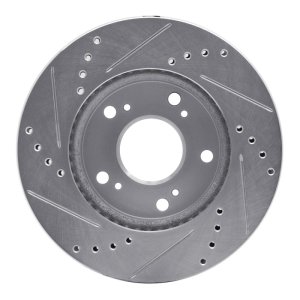 Acura ILX Brake Rotor (1) - Front Right - R1 Concepts - Drilled & Slotted - Silver - `12-`15